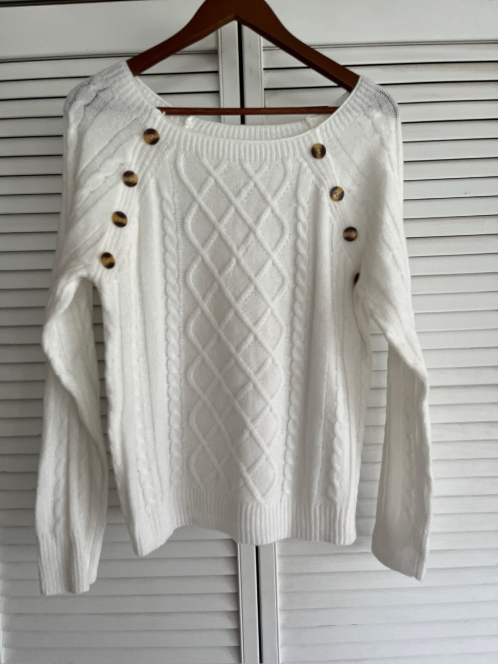 Classic Cable Knit Boatneck Sweater - White